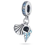 Lucky Clover Cross Honey Bee ADHD Autism Crucifix Charm Bead Pendant 925 Sterling Silver Compatible With Pandora Charm Moments Bracelet (Seashell Conch Clam)