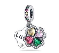 Lucky Clover Cross Honey Bee ADHD Autism Crucifix Charm Bead Pendant 925 Sterling Silver Compatible With Pandora Charm Moments Bracelet (Lucky Four Leaf Clover Irish)