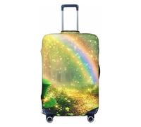 Lucky Clover Forest and Gold Coin Trail Elastic Travel Luggage Cover Suitcase Protector, Print Suitcase Baggage Cover Anti-Scratch