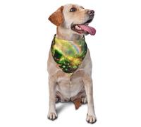Lucky Clover Forest And Gold Coin Trail Printed Graphic Pet Triangle Scarf For Dogs & Cats, Adjustable Cute Pet Bandana For & Photo Shoots