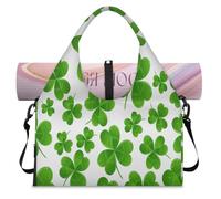 Lucky Clover Leaves Sports Duffel Bag for Women Men Weekend Overnight Bag with Shoe Compartment Shoulder Tote Luggage Bag for Yoga Gym Travel