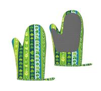 Lucky Clover Party Printed Thickened Insulated Oven Gloves, Suitable For Various Cooking Scenarios