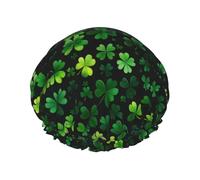 Lucky Clover Shamrock Shower Cap For Women Lightweight Bath Cap Stylish Bathing Hat For Men Braids Long Hair