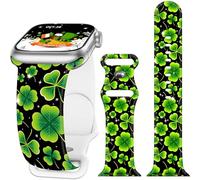 Lucky Clover Watch Band Compatible with Apple Watch Bands for Women 38mm 40mm 41mm 42mm 44mm 45mm 46mm 49mm St Patricks Day iphone iWatch Series 11 10 9 8 7 SE 6 5 4 Ultra 3 2 1 Silicone Printed
