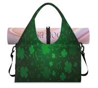 Lucky Clovers Sports Duffel Bag for Women Men Clovers Weekend Overnight Bag with Shoe Compartment Shoulder Tote Luggage Bag for Yoga Gym Travel