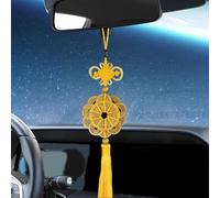 Lucky Coin 14.2x2.6 Inch Knitting Good Luck Gifts with Tassel, Loop & 10 Chinese Coin Chinese Knot Easy to Use Brass Feng Shui for Wealth and Success Lucky Decor