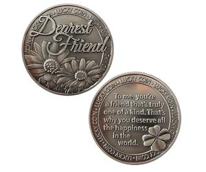 Lucky Coin for Special Occasions - Good Luck Coins | Engraved Special Message, Keepsake Gift Set, New | Coin Token Charm for Family, Friends, Relatives Or Someone Special (Dearest Friend)