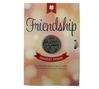 Lucky Coin Friendship Greeting Card | Good Luck Coins | Engraved Message | Keepsake Gift Set New | Coin Token Charm For Teacher Co-worker Family Friend