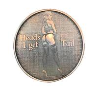Lucky Coin,Funny Commemorative 3cm Portable Novelty Coin, Funny Double Side Heads and Tails Coin for Birthday, Valentines Day, Wedding