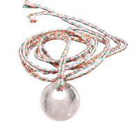 Lucky Coin Pendant Necklace For Women Men, Healing Crystal Amulet Necklace With Golden Wire Rope Donut Round Shaped Pendant Long Sweater Chain Rose Quartz