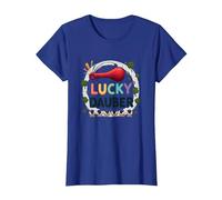 Lucky Dauber Bingos Charm Clover Game Night Fun T-Shirt, Women, Royal Blue, S