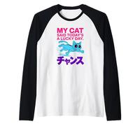 Lucky Day Cat - Retro Anime Chance Graphic Raglan Baseball Tee