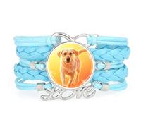 Lucky Diffraction Labrador Dog Love Adjustable Leather Braided Bracelet Blu