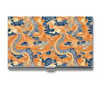 Lucky Dragon Novelty Business Card Holders Slim Metal Credit Name Cards Case Wallet Organizer for Men Women 3.7" X 2.2" X 0.3"