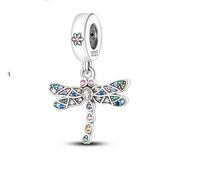 Lucky Dragonfly Insect Animal Dragon Fly Rainbow Charm Bead Pendant 925 Sterling Silver Compatible With Pandora Charm Moments Bracelet