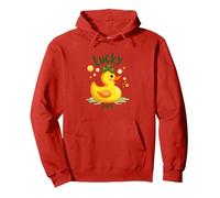 Lucky Duck: Charming St. Patrick's Day Rubber Ducky Pullover Hoodie, Adult Unisex, Red, L