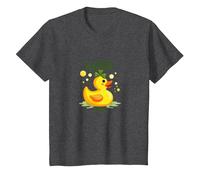 Lucky Duck: Charming St. Patrick's Day Rubber Ducky T-Shirt, Kids, Dark Heather Grey, 2 Years