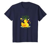 Lucky Duck: Charming St. Patrick's Day Rubber Ducky T-Shirt, Kids, Navy, 12 Years