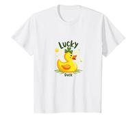 Lucky Duck: Charming St. Patrick's Day Rubber Ducky T-Shirt, Kids, White, 4 Years