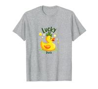 Lucky Duck: Charming St. Patrick's Day Rubber Ducky T-Shirt, Men, Heather Grey, M