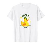 Lucky Duck: Charming St. Patrick's Day Rubber Ducky T-Shirt, Men, White, 5XL