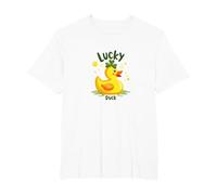 Lucky Duck: Charming St. Patrick's Day Rubber Ducky T-Shirt, Men's Big and Tall, White, 6X Tall