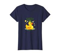 Lucky Duck: Charming St. Patrick's Day Rubber Ducky T-Shirt, Women, Navy, XL