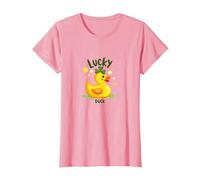 Lucky Duck: Charming St. Patrick's Day Rubber Ducky T-Shirt, Women, Pink, XXL