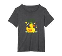 Lucky Duck: Charming St. Patrick's Day Rubber Ducky T-Shirt, Women's Plus, Dark Heather Grey, 6X