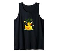 Lucky Duck: Charming St. Patrick's Day Rubber Ducky Tank Top, Men, Black, XL