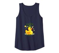 Lucky Duck: Charming St. Patrick's Day Rubber Ducky Tank Top, Women, Navy, XL