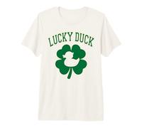 Lucky Duck Shamrock St. Patrick's Day Varsity Green Letters Premium T-Shirt