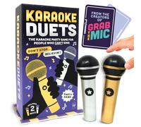 Lucky Egg Karaoke Duets - Unleash Your Inner Diva with Our Card Game for Adults - Singing and Music Games with 2 Prop Mics & 300 Lyrics (150 Cards) - Family Games for Kids and Adults (2-10 Players)