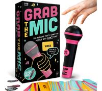 Lucky Egg Official Grab the Mic ? Family Karaoke Game, 8+ Year Olds, 2-10 Players - Board Game for Bad Singers with 250 Lyrics (125 Cards) for