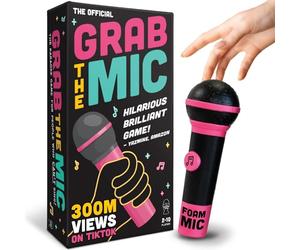 Lucky Egg Official Grab the Mic - Family Karaoke Game, 8+ Year Olds, 2-10 Players - Board Game for Bad Singers with 250 Lyrics (125 Cards) for Hilarious Nights & Birthday Party, Kids Gift
