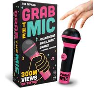 Lucky Egg Official Grab the Mic - Family Karaoke Game, Kids Age 8+, 2-10 Players - Board Game for Bad Singers with 250 Lyrics (125 Cards) for Hilarious Nights & Birthday Party