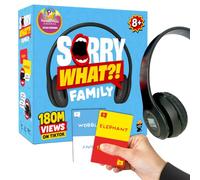 Lucky Egg Sorry What - Lip Reading Friends Party Game Based On The Headphone Challenge TikTok Trend - 2+ Players 40,000 Funny Word Phrase Combinations Card Game for Friends (Family Edition)