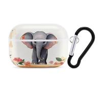 Lucky Elephant AirPods Pro 2 Case Cover, Shockproof Hard Shell Protective Case for Women Men, Compatible with Airpod Pro Case 2nd/1st Generation with Keychain-White