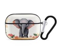 Lucky Elephant AirPods Pro 2 Case Cover, Shockproof Hard Shell Protective Case for Women Men, Compatible with Airpod Pro Case 2nd/1st Generation with Keychain-Black