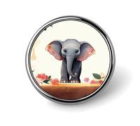 Lucky Elephant Badges Circle with Button Design, Personalized Picture Pin Brooches, Round Badge Holders for Decorate Hat Shirt Clothing Bag Accessories