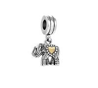 Lucky Elephant Gold Heart Charm Compatible with Pandora Charms Bracelets Bohemian Wisdom Animal Birthday Jewellery Gift for Daughter Women Sister Family Granddaughter