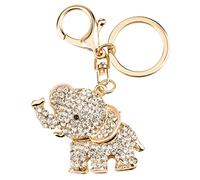 Lucky Elephant Keyrings MUAMAX Opal Rhinestone keychains Womens Purse Charm Crystal Key Chain Ladies Bag Pendant Gold (Silver)