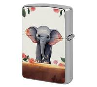 Lucky Elephant Metal Lighter Case Windproof Vintage Lighters Holder Reusable Cool Cigarette Lighter Cover for Men Personalized Pocket Flip Lighters Sleeve Double Sided Portable Protective Sleeve