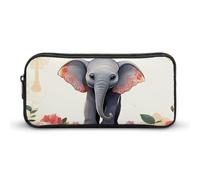 Lucky Elephant Pencil Case - Large Aesthetic Makeup Bag Multi-Purpose Pencil Pouch Cute Cosmetic Bag with Zipper Closure for Office, Home, Study & Travel