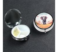 Lucky Elephant Pill Case 3 Compartment Pill Box Portable Metal Pill Organizer Cute Travel Pill Container Vitamin Organizer for Purse Pocket Travel Gift