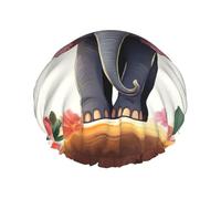 Lucky Elephant Shower Cap for Women Double Layers Thick Hair Caps Reusable Waterproof Bath Caps with Elastic Band Hair Hat Washable Shower Hat for Men Women Spa Salon