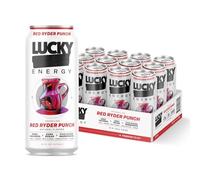 Lucky Energy Sugar Free Energy Drinks, Red Ryder Punch, 16oz Cans (12-Pack) Healthy, Zero Sugar Energy Drink with Maca, Ginseng, Beta-Alanine, Taurine & 200mg Caffeine