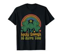 Lucky Enough to Have You Matching Retro Shamrocks Rainbow T-Shirt
