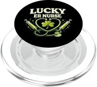 Lucky ER Nurse Shamrock Stethoscope Design St. Patricks Day PopSockets PopGrip for MagSafe