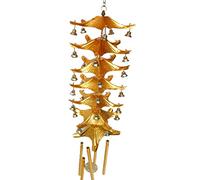 Lucky Feng Shui 7-Layer Roof Bell Wind Chime | Oriental Metal Hanging Decor for Home - Golden Color - Excellent Gift for Collectors | Classical Design, Suitable for Home, Office, Garden | Perfect for
